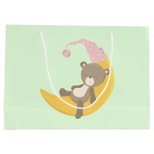 Teddy Bear op Crescent Moon Groot Cadeauzakje (Achterkant)
