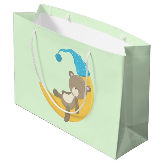 Teddy Bear op Crescent Moon Large Cadeautasje (Achterkant Gekanteld)