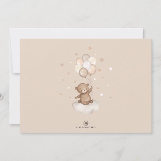 Teddy Bear op Cresent Moon | Wolkenkrabbers Bedankkaart (Achterkant)