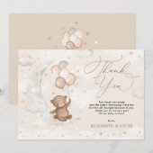 Teddy Bear op Cresent Moon | Wolkenkrabbers Bedankkaart (Voorkant / Achterkant)