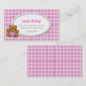 Teddy Bear op roze speldatum kaart Contactkaartje (Voorkant / Achterkant)