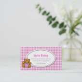 Teddy Bear op roze speldatum kaart Contactkaartje (Staand voorkant)