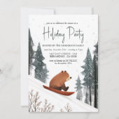 Teddy Bear op Snow Sled Holiday Party Kaart (Voorkant)