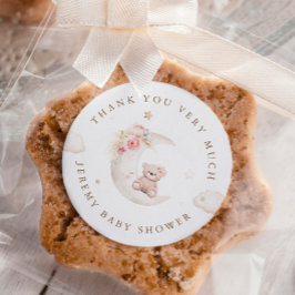 Teddy Bear over het motorneutrale Baby shower Ronde Sticker