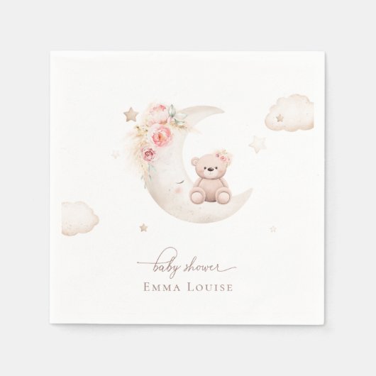 Teddy Bear over het motorneutrale Baby shower Servet (Voorkant)