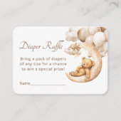 Teddy Bear Over The Moon Luier Raffle Baby shower Informatiekaartje (Voorkant)