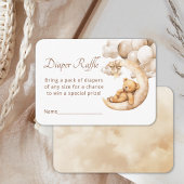 Teddy Bear Over The Moon Luier Raffle Baby shower Informatiekaartje