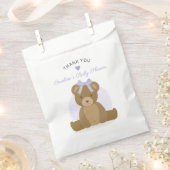 Teddy Bear Paarse Bow Girl Baby shower Dank u Bedankzakje (Geknipt)