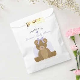 Teddy Bear Paarse Bow Girl Baby shower Dank u Bedankzakje