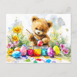  Teddy Bear Painting Easter Eggs Briefkaart