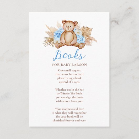 Teddy Bear pampas Grass Baby Books Informatiekaartje (Voorkant)