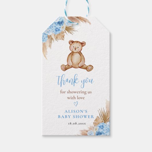 Teddy Bear Pampas Grass Baby Cadeaulabel (Voorkant)