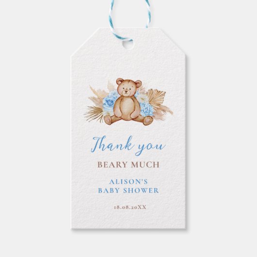 Teddy Bear Pampas Grass Baby Cadeaulabel (Voorkant)