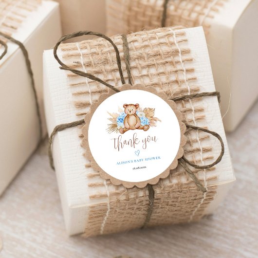 Teddy Bear Pampas Grass Baby Hartelijk dank Ronde Sticker