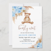 Teddy Bear Pampas Grass Barly Wait Baby shower Kaart (Voorkant)