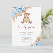 Teddy Bear Pampas Grass Barly Wait Baby shower Kaart (Staand voorkant)