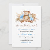 Teddy Bear Pampas Grass Barly Wait Baby shower Kaart (Voorkant)