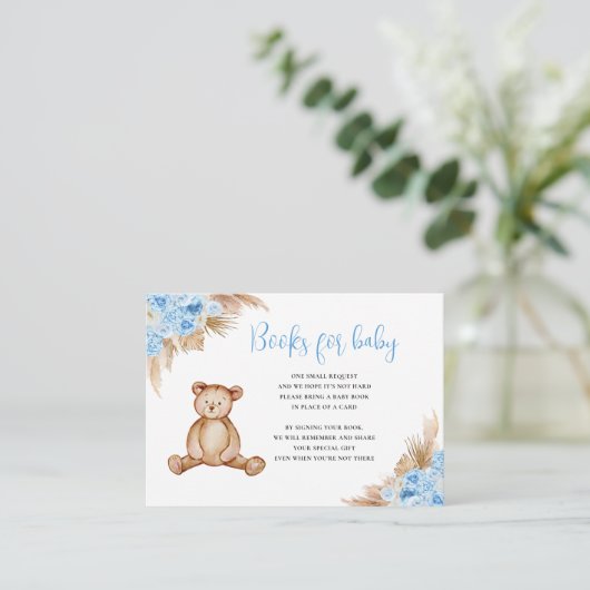 Teddy Bear Pampas Grass Boeken voor Baby Informatiekaartje (Staand voorkant)