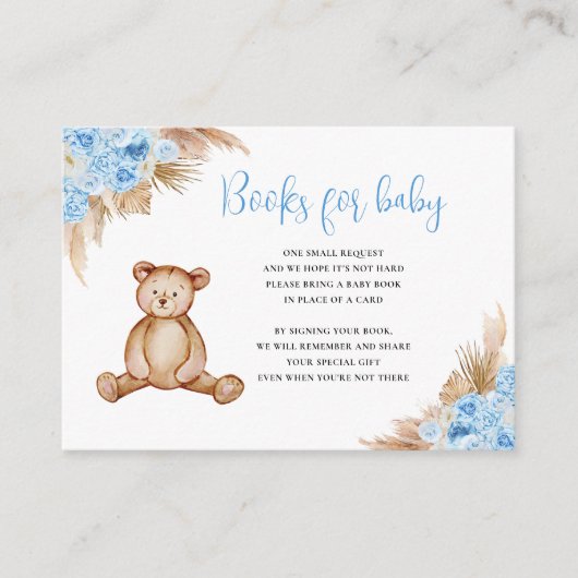 Teddy Bear Pampas Grass Boeken voor Baby Informatiekaartje (Voorkant)