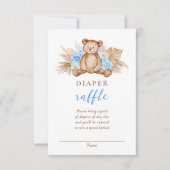 Teddy Bear Pampas Grass Diaper Raffle Baby shower Kaart (Voorkant)