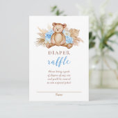 Teddy Bear Pampas Grass Diaper Raffle Baby shower Kaart (Staand voorkant)