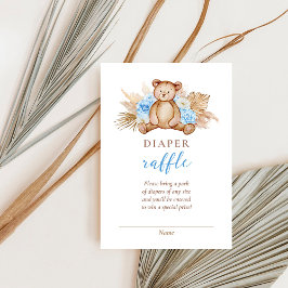 Teddy Bear Pampas Grass Diaper Raffle Baby shower Kaart