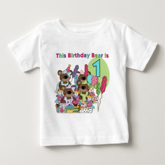 Teddy Bear Party 1e Verjaardag tshirts en geschenk (Voorkant)