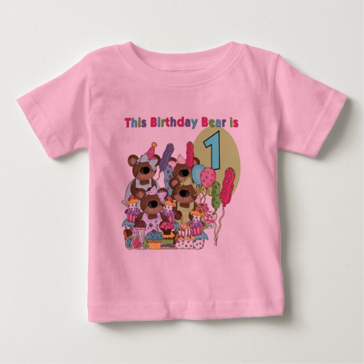 Teddy Bear Party 1e Verjaardag tshirts en geschenk (Voorkant)