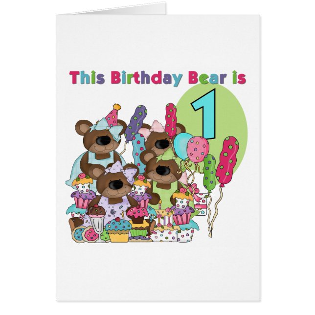 Teddy Bear Party 1e Verjaardag tshirts en geschenk (Voorkant)
