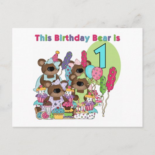 Teddy Bear Party 1e Verjaardag tshirts en geschenk Uitnodiging Briefkaart (Voorkant)
