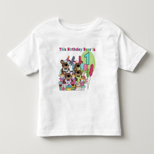 Teddy Bear Party 1st Birthday tshirts en cadeautje (Voorkant)