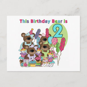 Teddy Bear Party 2e verjaardag T-shirts en geschen Uitnodiging Briefkaart