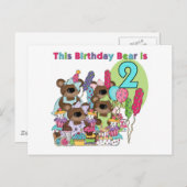 Teddy Bear Party 2e verjaardag T-shirts en geschen Uitnodiging Briefkaart (Voorkant / Achterkant)
