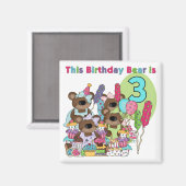 Teddy Bear Party 3rd Verjaardag Tshirts en geschen Magneet (Voorkant / Achterkant)