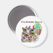 Teddy Bear Party 4e verjaardag Tshirts en geschenk Magneet (Voorkant / Achterkant)