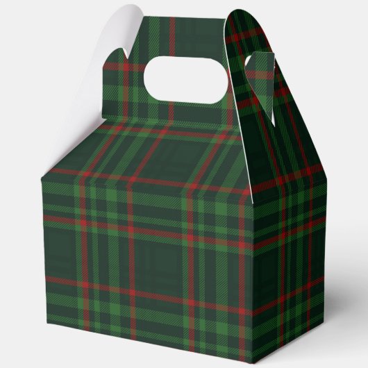 Teddy bear party favors green plaid personalized bedankdoosjes (Achterkant)