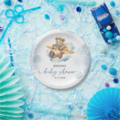 Teddy Bear Pastel Baby shower Boy Papieren Bordje (Feest)