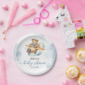 Teddy Bear Pastel Baby shower Boy Papieren Bordje (Feest)
