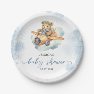 Teddy Bear Pastel Baby shower Boy Papieren Bordje