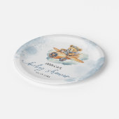 Teddy Bear Pastel Baby shower Boy Papieren Bordje (Gekanteld)