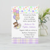 Teddy Bear Pastel Baby shower Invitation Kaart (Staand voorkant)