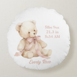 Teddy Bear Pastel Champagne Gold Baby Geboorte Rond Kussen