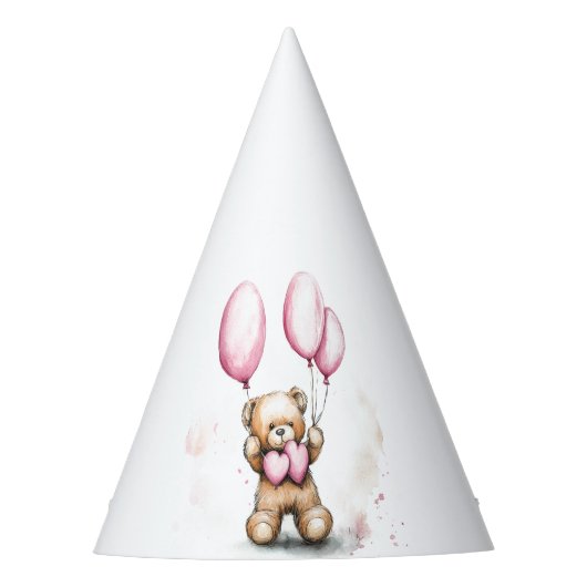 Teddy Bear Pastel Party Pet Feesthoedjes (Voorkant)