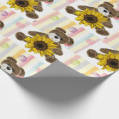 Teddy Bear Pastel Stripe Wrapping Paper Cadeaupapier (Hoek)