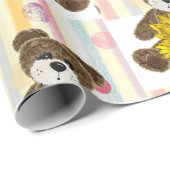 Teddy Bear Pastel Stripe Wrapping Paper Cadeaupapier (Rol Hoek)