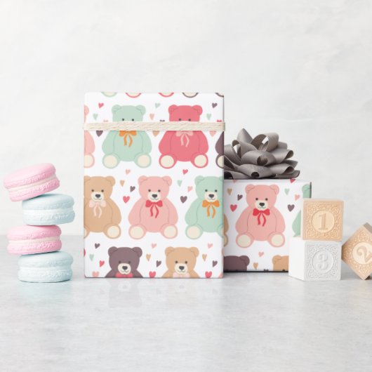 Teddy Bear Pattern Baby shower Cadeaupapier (Baby Shower)