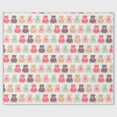 Teddy Bear Pattern Baby shower Cadeaupapier (Vlak)