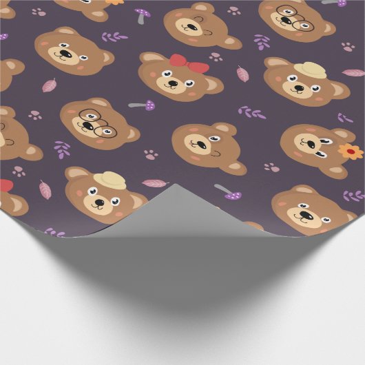 Teddy Bear Pattern Cadeaupapier (Hoek)