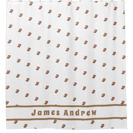 Teddy Bear Pattern - Gepersonaliseerd Douchegordijn (Voorkant)