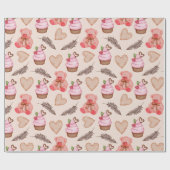 Teddy Bear Pattern Wrapping Paper Cadeaupapier (Vlak)